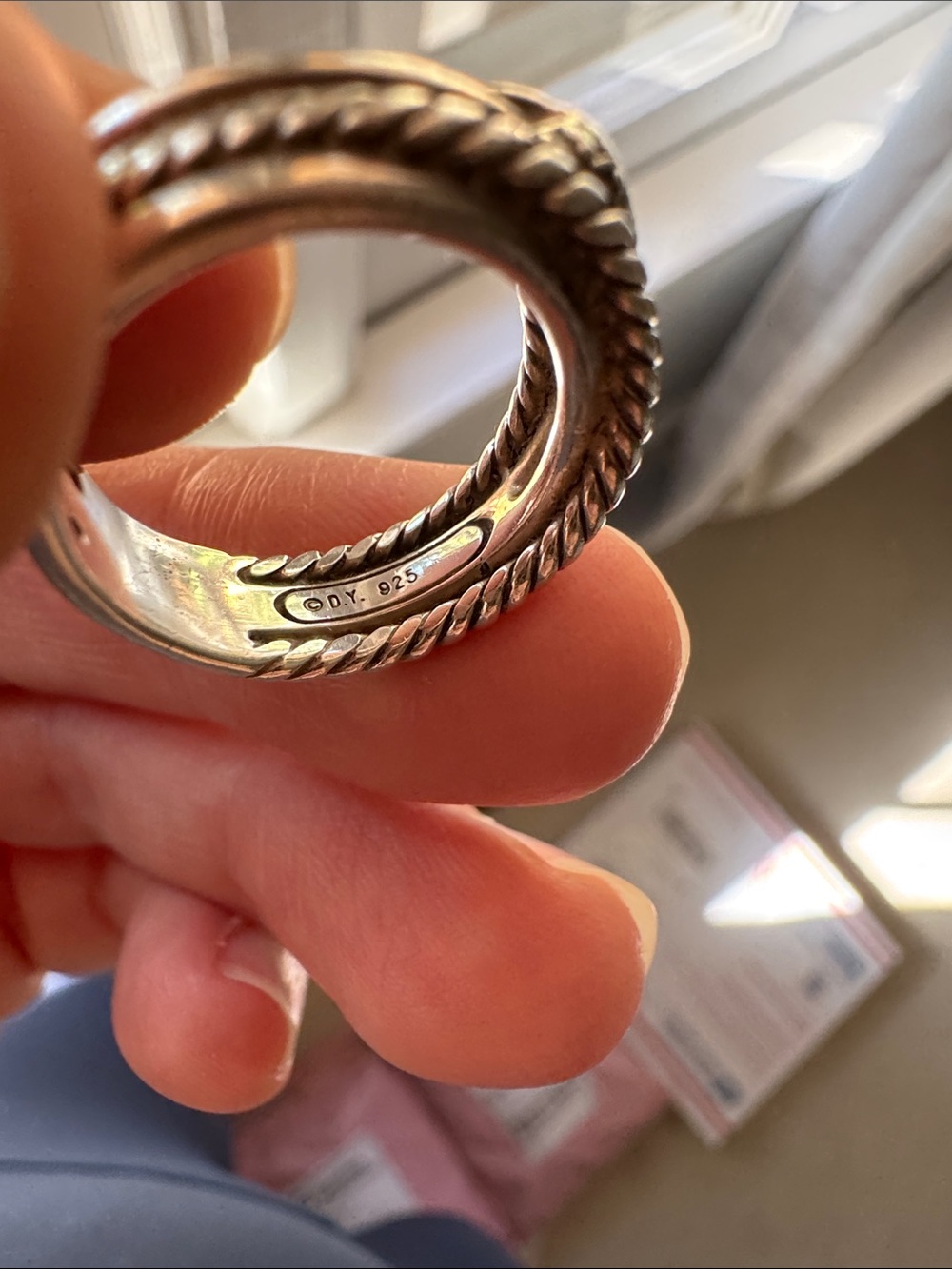 David Yurman X Pavé Diamond Crossover Ring Silver - Picture 5 of 6